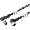 Sensor actuator cable, M8-cable plug, angled to M8-cable socket, angled, 3 pole, 1 m, PUR, black, 4 A, 1857670100