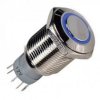 Przycisk chwilowy 16mm płaski LED nieb. metal 12V