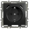 QUADRA Gniazdo SCHUKO +2x USB 2.1A czarne matowe