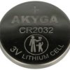 Bateria; litowa; CR2032; 3V; 210mAh; fi 20x3,2mm; AKYGA; 2032