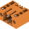 Pin header, 2 pole, pitch 3.5 mm, angled, orange, 1607040000