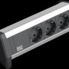 339.1002 DESK desk socket, 3-way, type F, with mounting brackets
