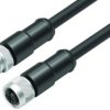 Sensor actuator cable, M12-cable plug, straight to M12-cable socket, straight, 5 pole, 2 m, PUR, black, 4 A, 77 3530 3529 50705