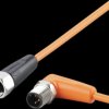 Sensor actuator cable, M12 cable plug, angled, A to M12 cable socket, straight, A, 5 pole/3 pole, 0.3 m, PVC, orange, 4 A, EVT46