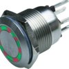 Vandal-proof pushbutton, 1 pole, silver, illuminated  (red/green), 0.05 A/24 V, mounting Ø 19.2 mm, IP66, MPI002/28/D1