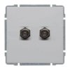 KOS66 Gniazdo antenowe podwójne typu F białe 660458