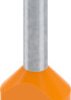Insulated twin wire end ferrule, 0.5 mm², 17 mm/10 mm long, DIN 46228-4, UL 486F-F, orange, 2100016