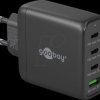 64819 USB charger, 68 W, 1x USB-A (QC), 3x USB-C (PD), GaN, black