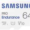 Samsung PRO Endurance microSDXC 64 GB Class 10, UHS-Class 1 Obsługa wideo 4K, zaw. kartę pamięci SD, odporny na wstrząsy