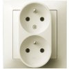 IMPRESJA Gniazdo podwójne z uziemieniem z funkcją niezamienności faz kompletne z ramką ecru GP-2YC/27 OSPEL