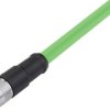 Sensor actuator cable, M12-cable socket, straight to open end, 4 pole, 5 m, PUR, green, 4 A, 77 4530 0000 50704 0500