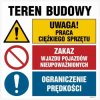 ZNAK - OI030 Uwaga! teren niebezpieczny, Nieupoważnionym wstęp wzbroniony, Goście proszeni są o zgłoszenie się w 70 x 70 cm PN