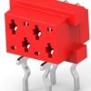 Socket header, 4 pole, pitch 1.27 mm, angled, red, 7-215460-4