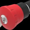Mushroom pushbutton, with key, unlit, latching, waistband round, red, front ring black, mounting Ø 22.3 mm, 45-2C35.1920.110