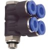 L multiple distributor, L 41 mm, 10 bar, plastic/brass, nickel-plated, for hose, 109695