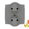 DECO Gniazdo podwójne z uziemieniem do ramki DECO Soft (przesłony torów prądowych) szary mat 27DGPRSO-2zp KARLIK