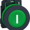 Pushbutton, labeled I, unlit, groping, 1 Form A (N/O), waistband round, green, front ring dark gray, mounting Ø 30.5 mm, XB5FA33