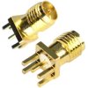 Gniazdo RP-SMA żeńskie do druku boczne PCB 1,5-1,6 mm 50 Ohm złocony styk
