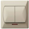 AKCENT Wyłącznik podwójny świecznikowy podświetlany beżowy ŁP-2AS/01 OSPEL