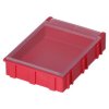 Skrzynka z przegródkami l. przedziałów: 1 szerokość: 63mm wysokość: 21mm głębokość: 85.3mm, kolor Czerwony,