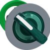 Toggle switch, 2 positions, illuminable, latching, waistband round, green, front ring gray, 90°, mounting Ø 30.5 mm, ZB5FK1233C0