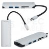 AUDA Adapter USB C (m)-> HDMI(ż) 4K + 2x USB A(ż) 3.0 + USB C (ż) + czytnik kart SD/TF i Micro SD 15cm