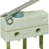 Subminiature snap-action switch, On-On, plug-in connection, hinge lever, 0.9 N, 6 (1) A/250 VAC, IP67, 1045.6102