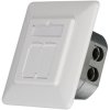 Junction box, 2 port, shielded, horizontal, Cat 6A, signal white (RAL9003), flush mounting, for RJ45, 1622-02HSW