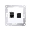 SIMON 54 Gniazdo komputerowe podwójne 2xRJ45 białe kat.6 z przesłoną przeciwkurzową D62.01/11 KONTAKT SIMON