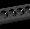 350.001 Power strip, 6 sockets, type F - CEE 7/3, black