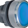 Pushbutton, for universal LED, illuminable, waistband round, blue, front ring light gray, mounting Ø 22 mm, ZB5AA68C0