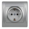 Logo Gniazdo Pojedyncze Z/U Schuko Srebrny Metalik 7Lgp-1Sp