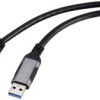 Renkforce USB, LAN adapter [1x złącze męskie USB-A 3.2 (USB 3.0) - 1x złącze męskie RJ45] 5.00 m aluminiowa wtyczka