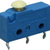 Subminiature snap-action switch, On-On, PCB connection, pin plunger, 1.5 N, 6 (2) A/250 VAC, IP40, 1050.2202