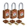 Kłódka LOTO SafeKey nylonowa, szekla stalowa 38 mm, brązowa (3 szt.), 150228