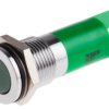 Lampka kontrolna do montażu panelowego 24V dc, zielona 14mm LED Chrom Końcówka lutownicza RS PRO