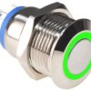Przełącznik monostabilny RING 12mm zielony 12-24V