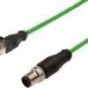 Złącze kablowe M12 męski 4pin prosty kodowanie D RJ45 męski 4pin prosty 4x0.14mm² -40-75stC z kablem 10m VKA08F25