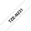 Brother TZEN231 Non laminated black on white tape
