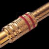 RCA coupling, gold, red ring, for Ø 6 mm