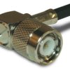 TNC plug 50 Ω, RG-58, RG-141, LMR-195, Belden 7806A, Belden 9311, solder connection, angled, 122140