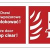 ZNAK - BC049 Drzwi przeciwpożarowe, Nie blokować ! Fire door, Keep clear ! prawostronne 20 x 10 cm FN - Folia samoprzylepna