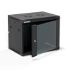 Szafa rack wisząca 19 cali 9U 600x450, drzwi szklane, tył i osłony boczne demontowalne, ZŁOŻONA kolor czarny ALANTEC