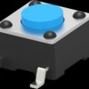 Short-stroke pushbutton, 1 Form A (N/O), 50 mA/24 VDC, unlit , actuator (blue, L 0.7 mm), 100 g, SMD, 1977223-1