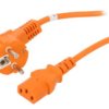 Sn326-3/07/2Or Kabel Cee 7/7 (E/F) Wtyk Kątowy, Iec C13 Żeński Pvc 2M 10A