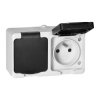 Gniazdo podwójne ORNO AQUATIC MINI IP54 16A 230V natynkowe biało-czarne