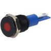 R-TECH 656975 Panel Indicator 10mm Flat 12V Red Black Plated Brass