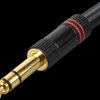 Jack plug, 6.3 mm stereo, gold-plated, red