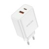 Ładowarka sieciowa multi-kompatybilna PD 120W 1xUSB-C + 1xUSB QC3.0 Biała