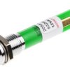 Lampka kontrolna do montażu panelowego 12V ac, zielona 8mm LED Chrom Końcówka lutownicza RS PRO